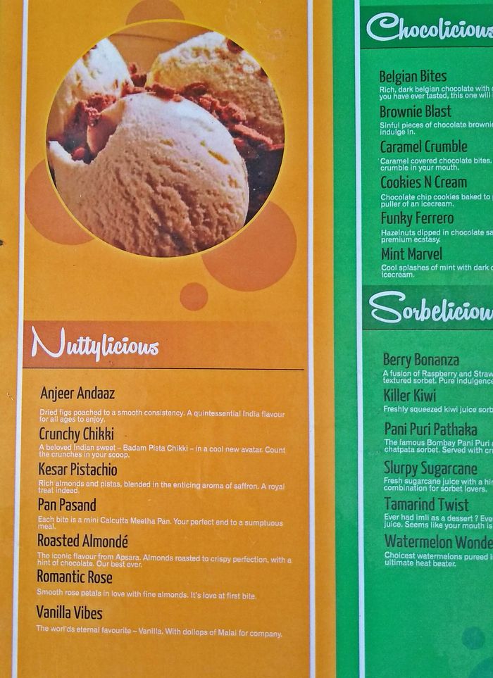 Apsara Ice Cream Menu And Price List For Jp Nagar Phase Bengaluru