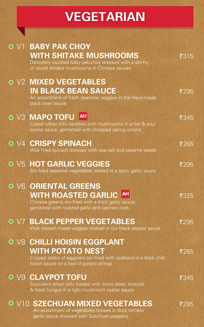 Asian Haus Menu And Price List For East Of Kailash New Delhi