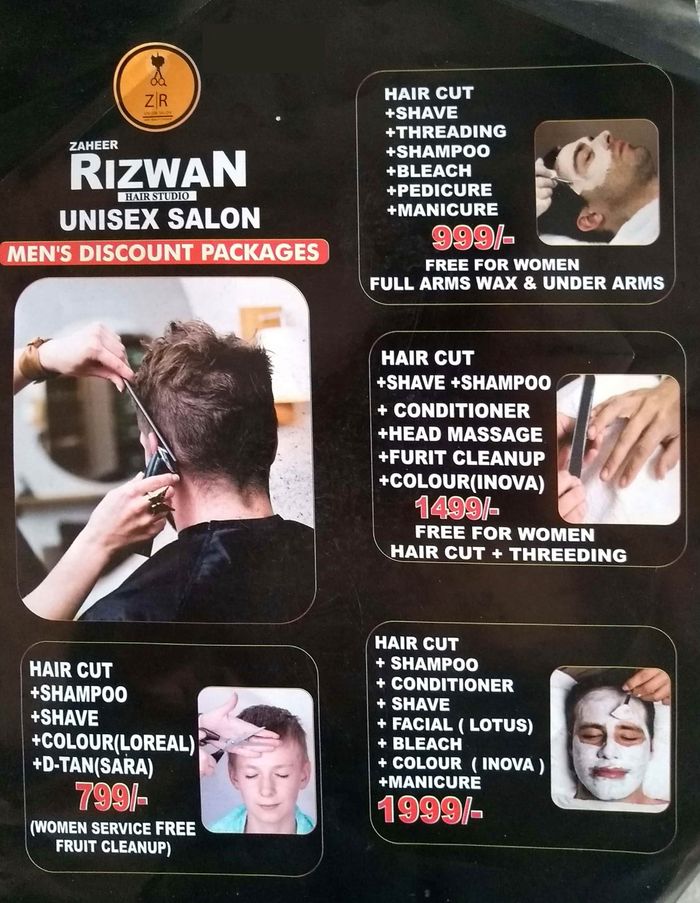 Zaheer Rizwan Hair Studio Unisex Salon Menu and Price List for New Colony, Gurgaon Zaheer Rizwan Hair Studio Unisex Salon Menu and Price List for New Colony, Gurgaon