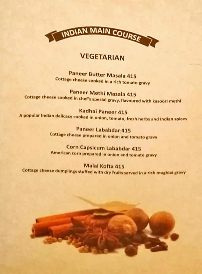 Pinch of Spice Menu and Price List for Rajouri Garden, New Delhi