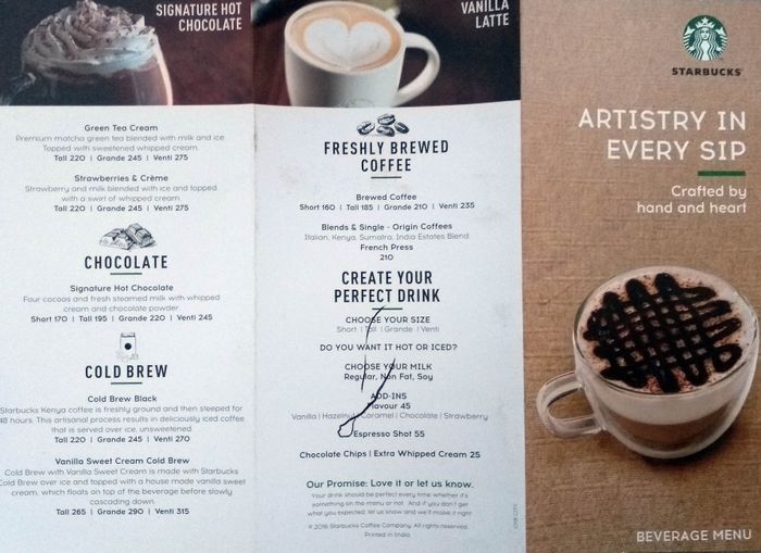 Starbucks Menu And Price List For Sector 29 Gurgaon Nearbuy Com - 