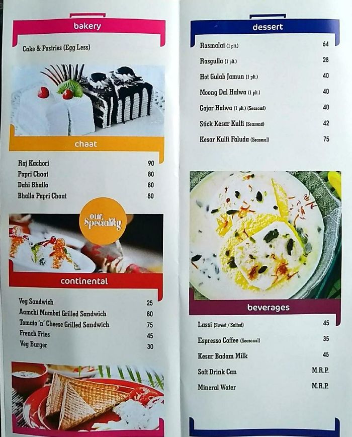Om Sweets & Snacks Menu and Price List for Sector 4, Gurgaon