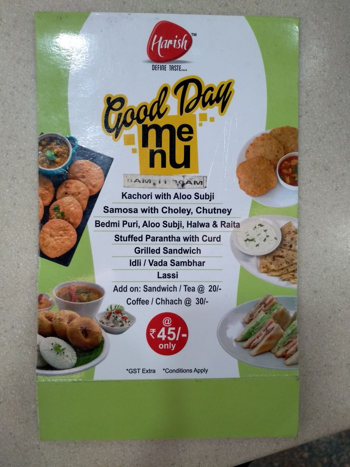 Harish Bakery Menu and Price List for Sector 56, Gurgaon