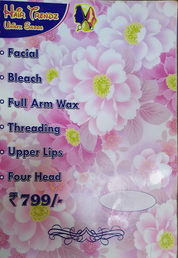 Hair Trendz Unisex Saloon Menu and Price List for Lakshmi Nagar 