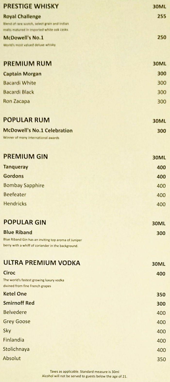 menu