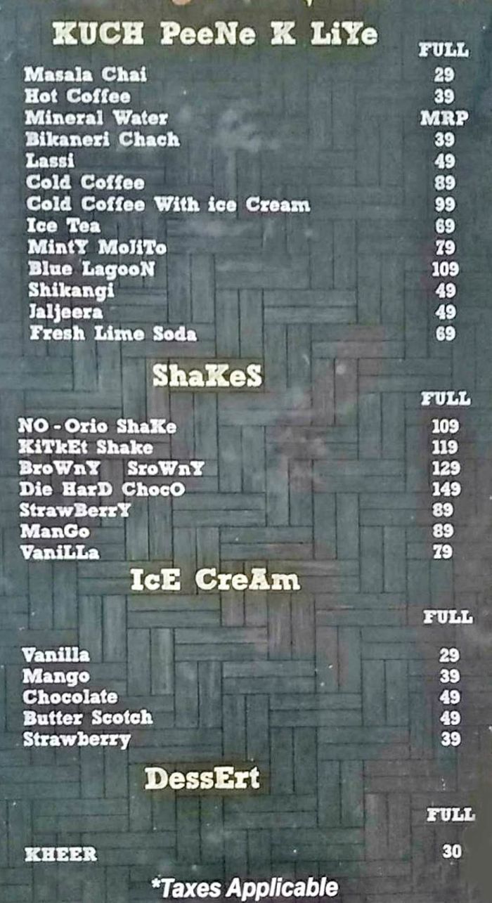 menu