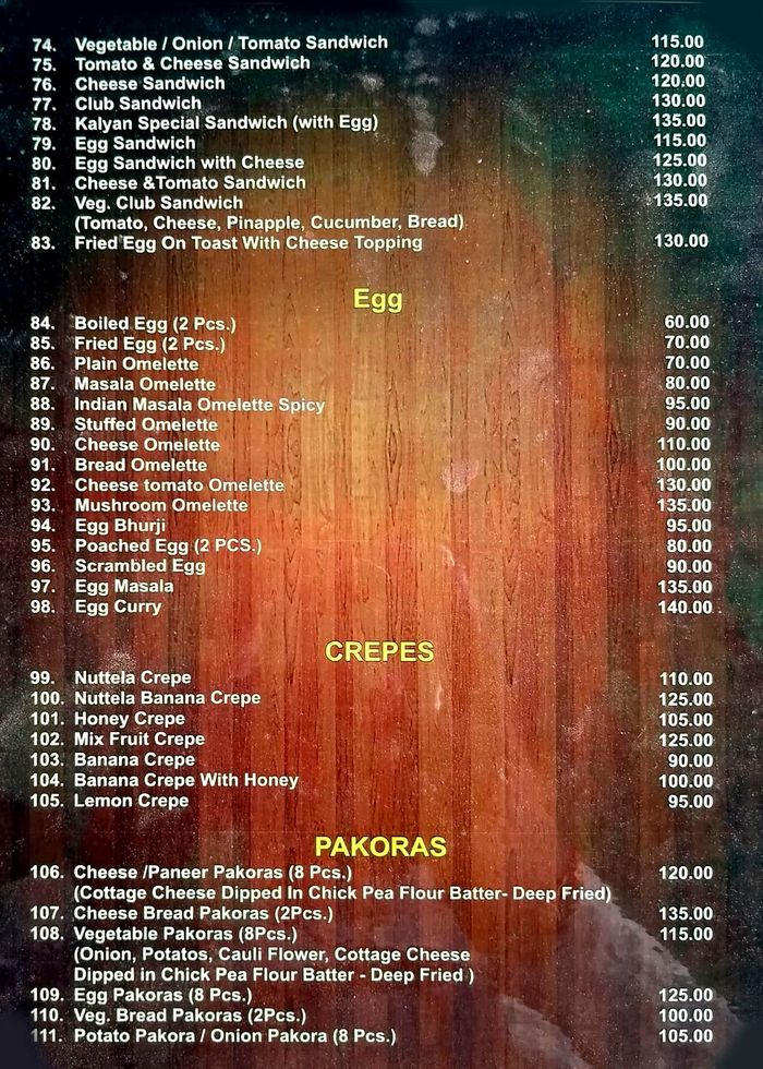 menu