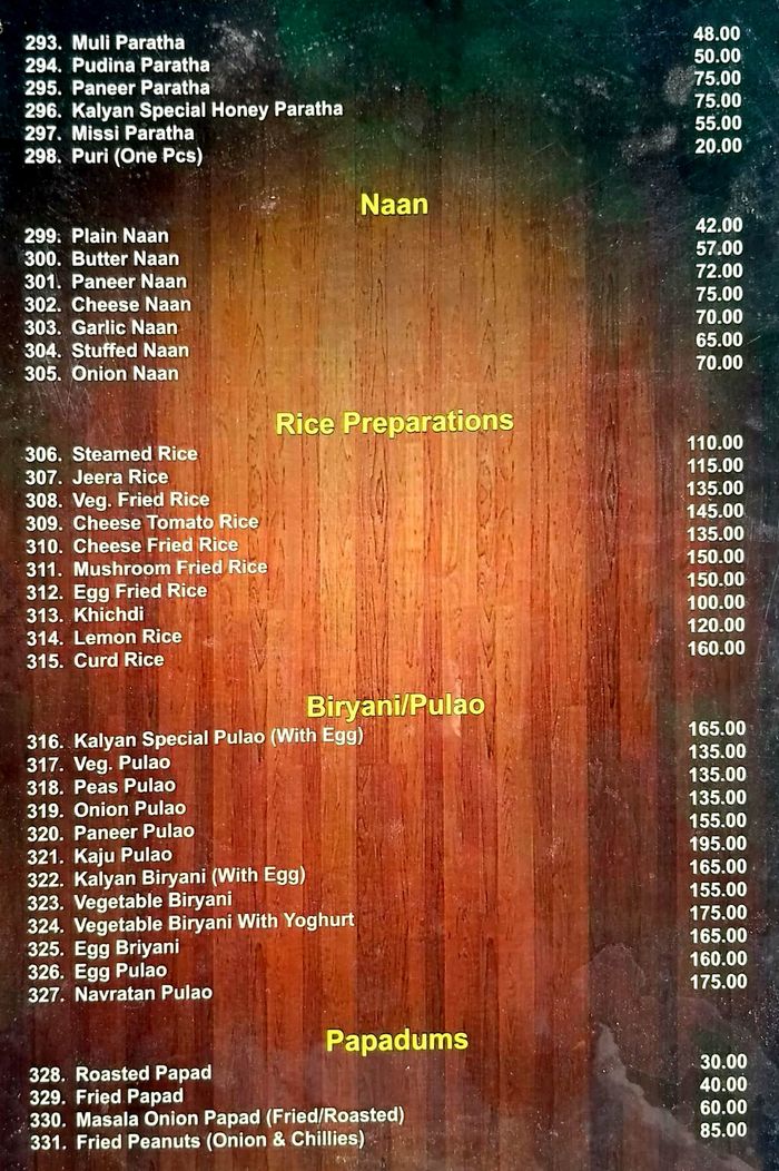 menu