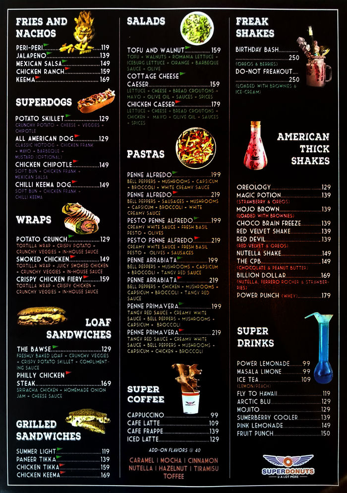 Super Donuts Menu And Price List For Sector 8b Chandigarh Nearbuy Com