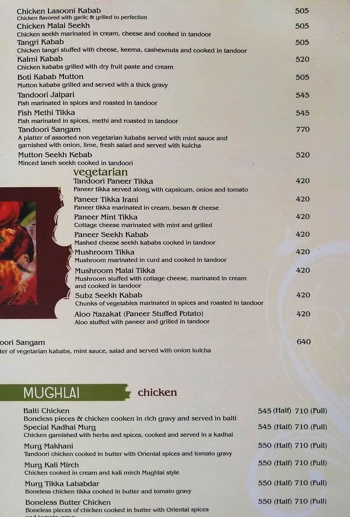 menu
