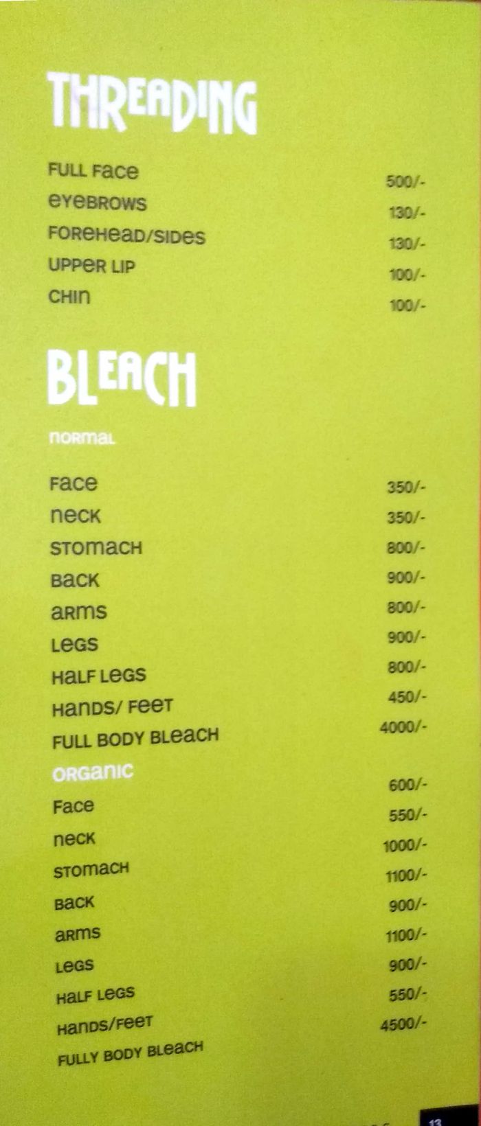 menu