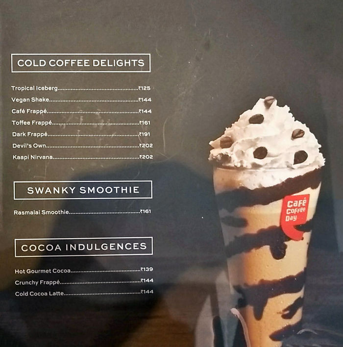 Cafe Coffee Day Menu and Price List for Sector 35C, Chandigarh ...