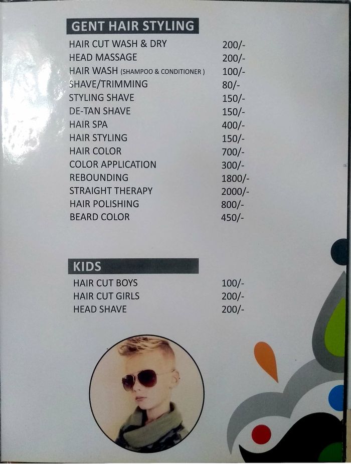 Hair Beauty Lounge Unisex Salon Menu and Price List for Shivalik Enclave,  Chandigarh 