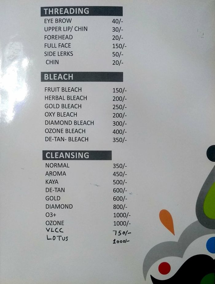 Hair Beauty Lounge Unisex Salon Menu and Price List for Shivalik Enclave, Chandigarh Hair Beauty Lounge Unisex Salon Menu and Price List for Shivalik Enclave, Chandigarh