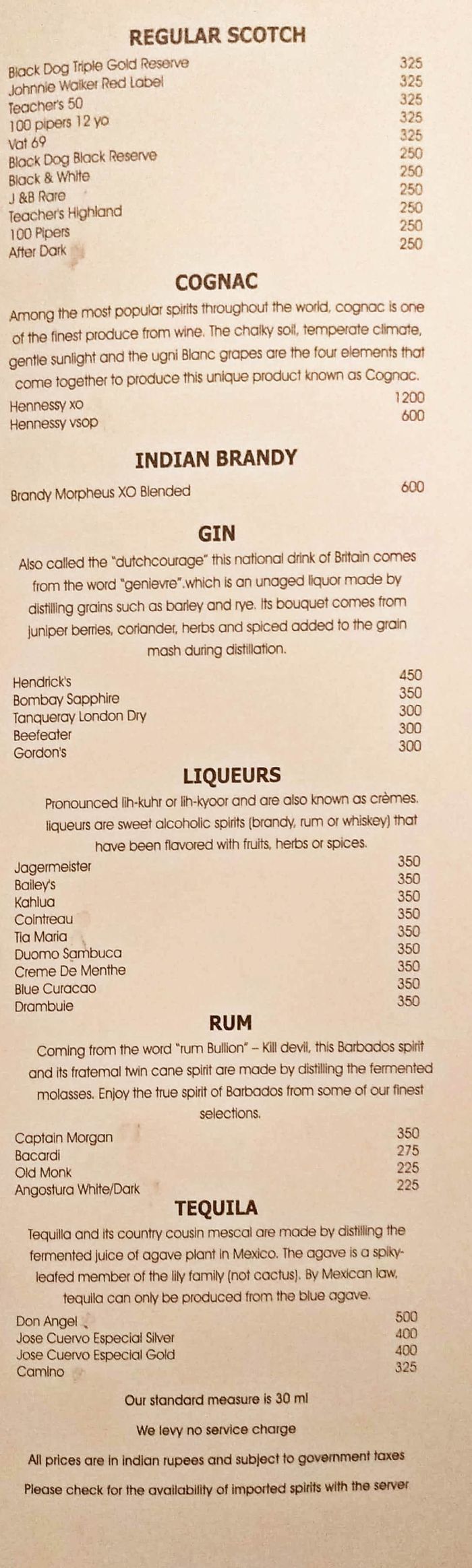menu