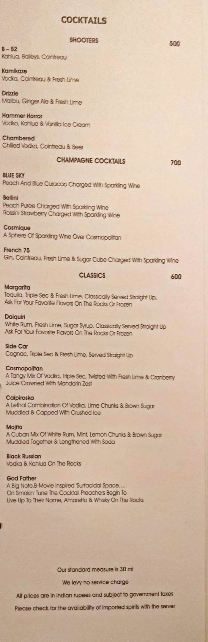 menu