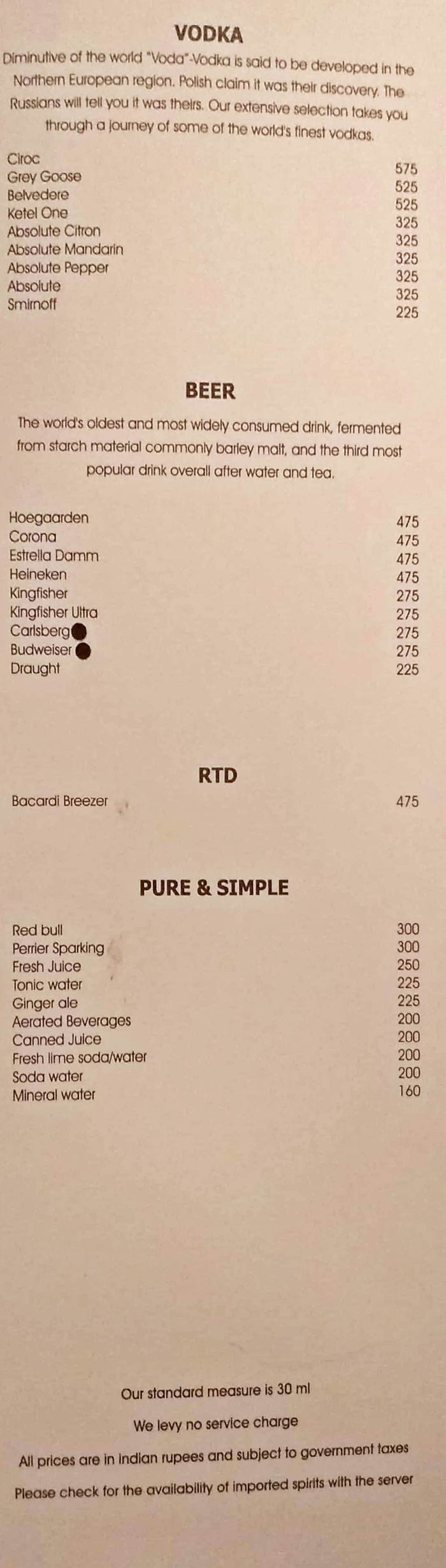 menu