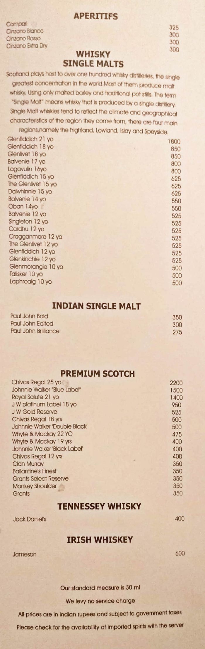 menu
