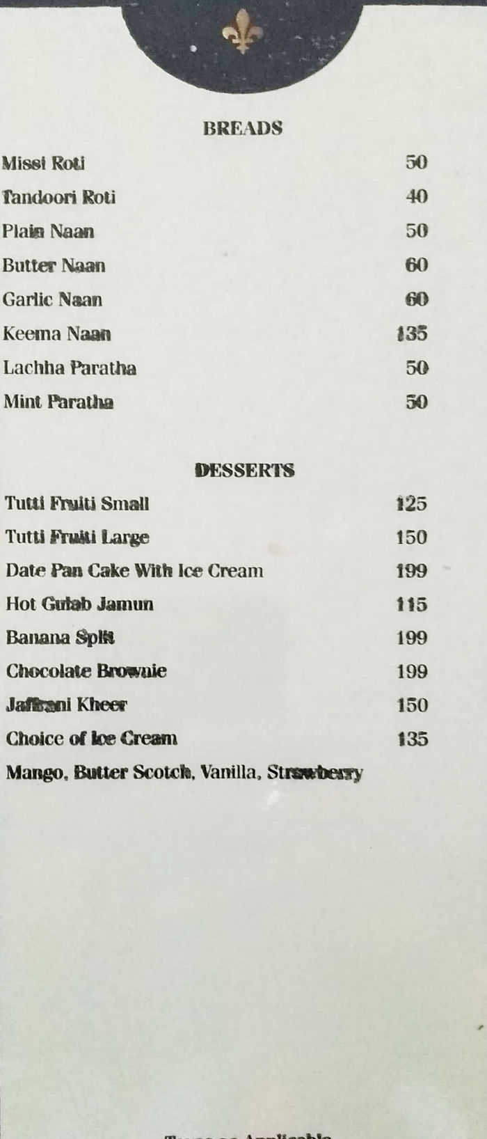 menu