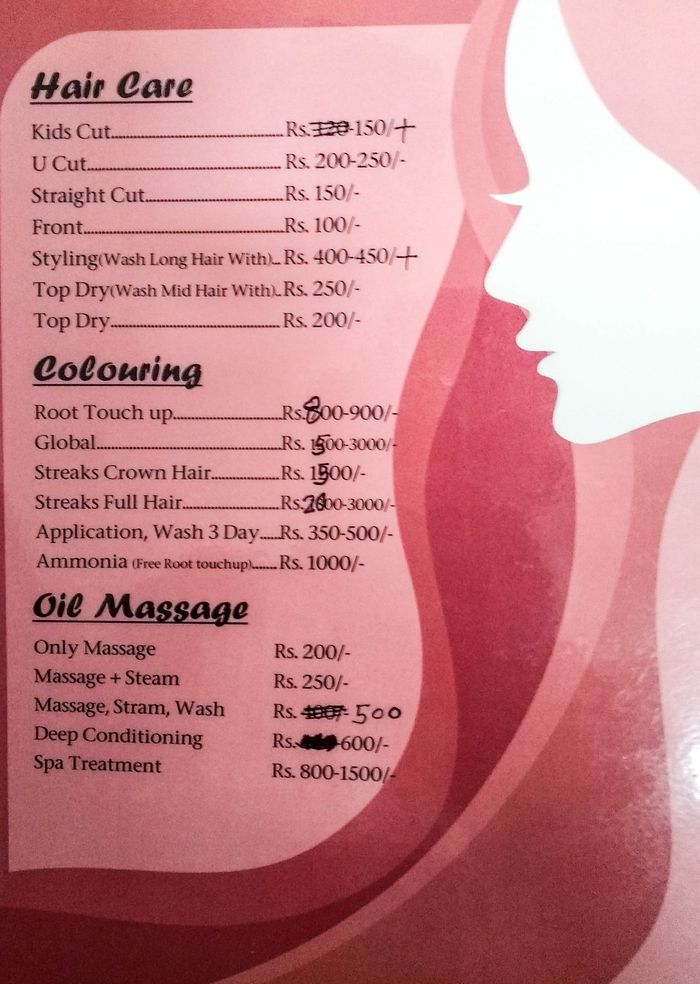 Maria Beauty Salon Menu And Price List For Frazer Town Bengaluru