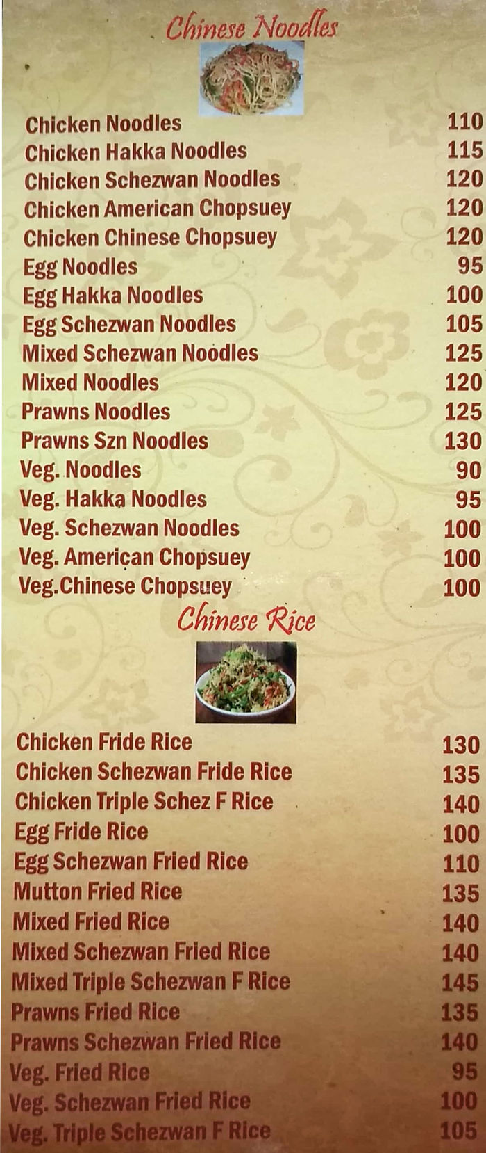 menu