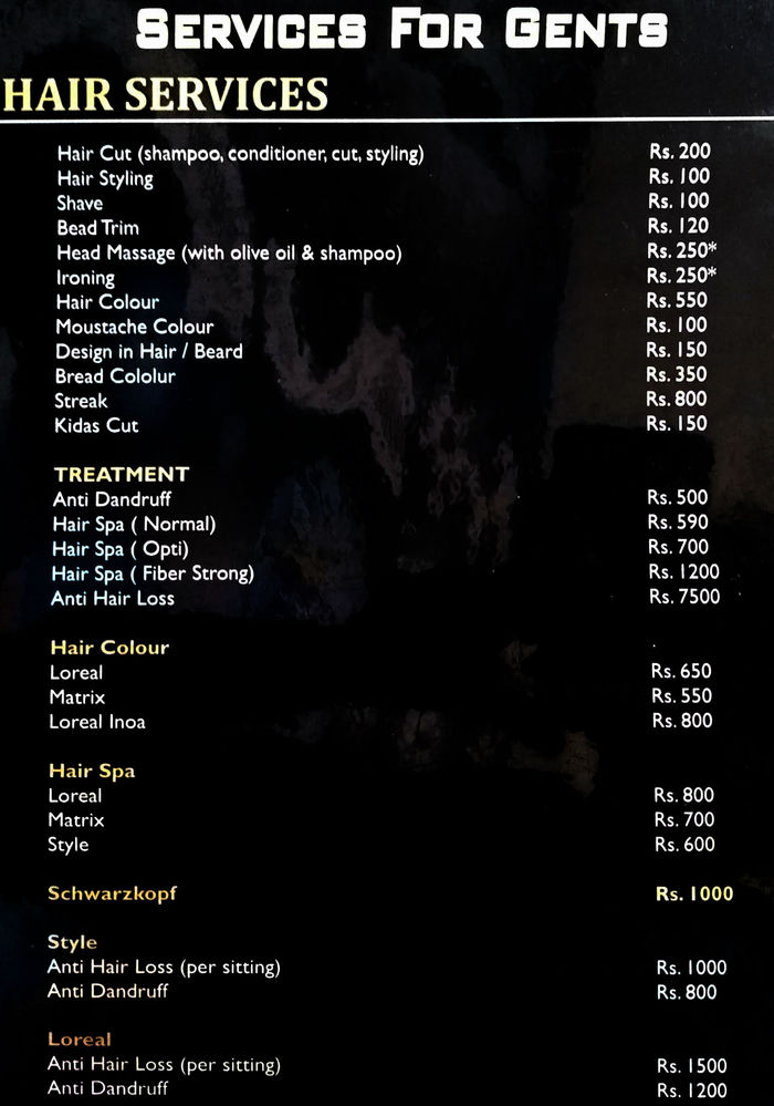 Hair Turner Unisex Salon Menu and Price List for Sector 40D, Chandigarh |  