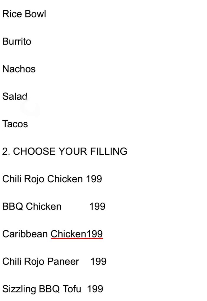 menu