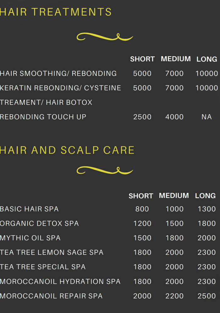 Wink Salon and Spa Menu and Price List for Frazer Town, Bengaluru |  