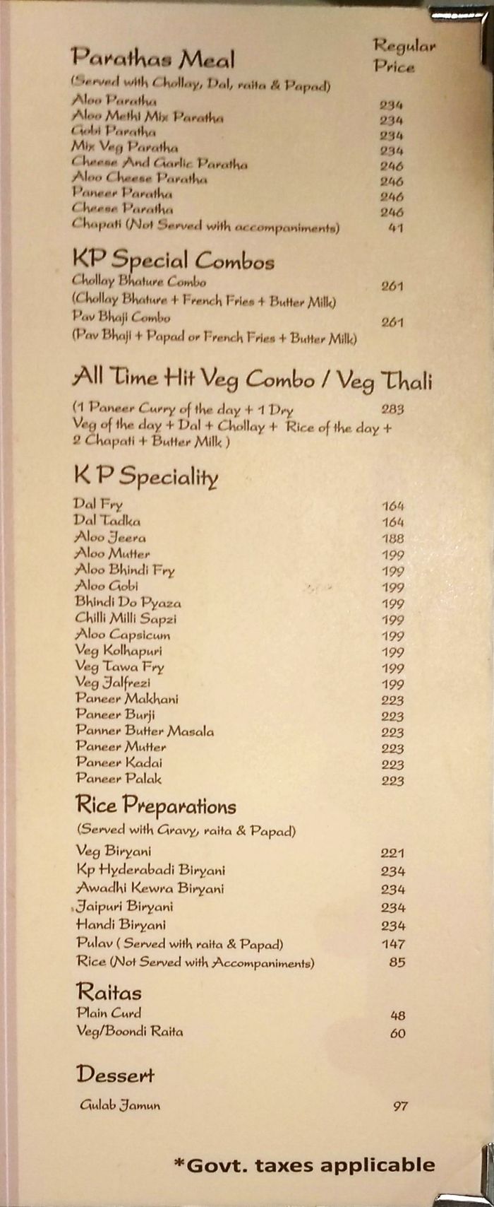 menu
