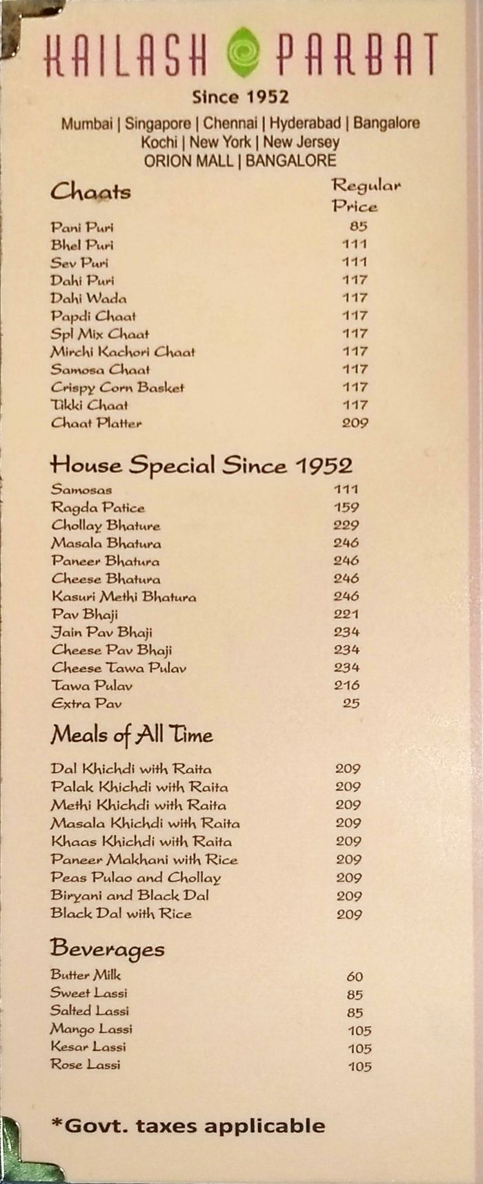 menu