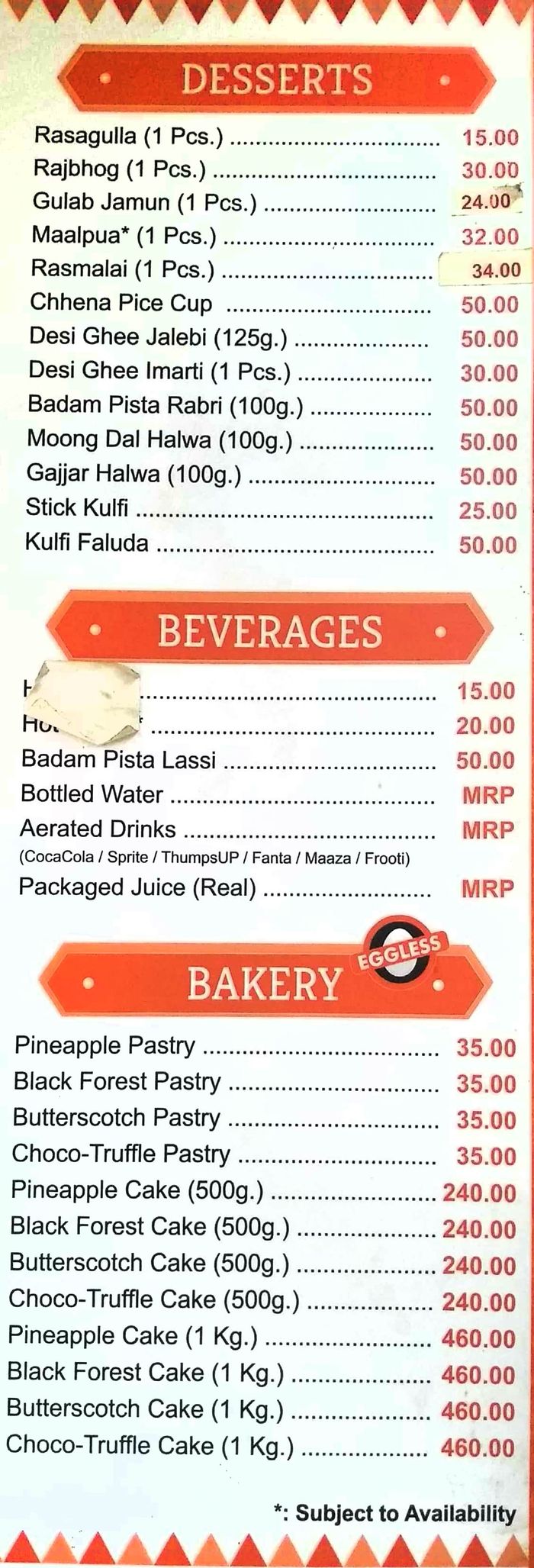 menu