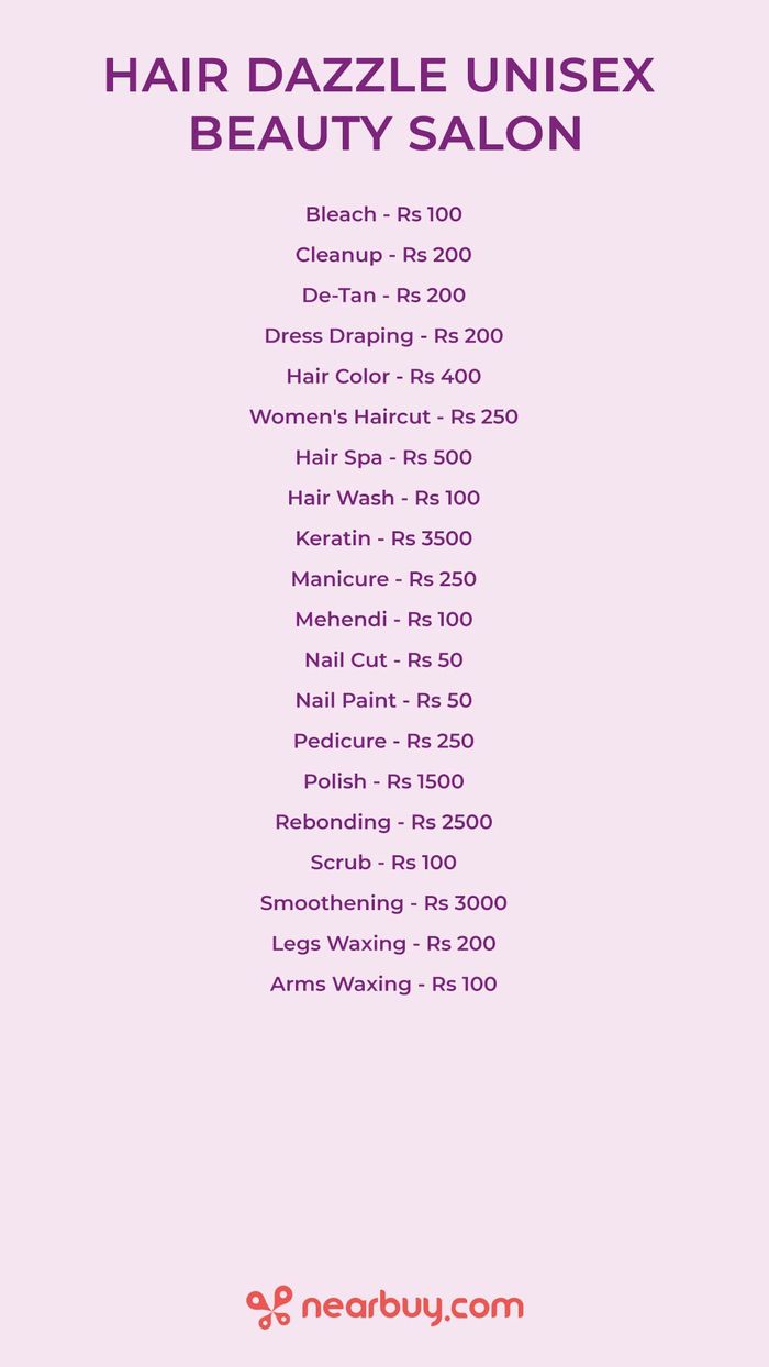 Hair Dazzle Unisex Beauty Saloon Menu and Price List for DLF City Phase 1,  Gurgaon 