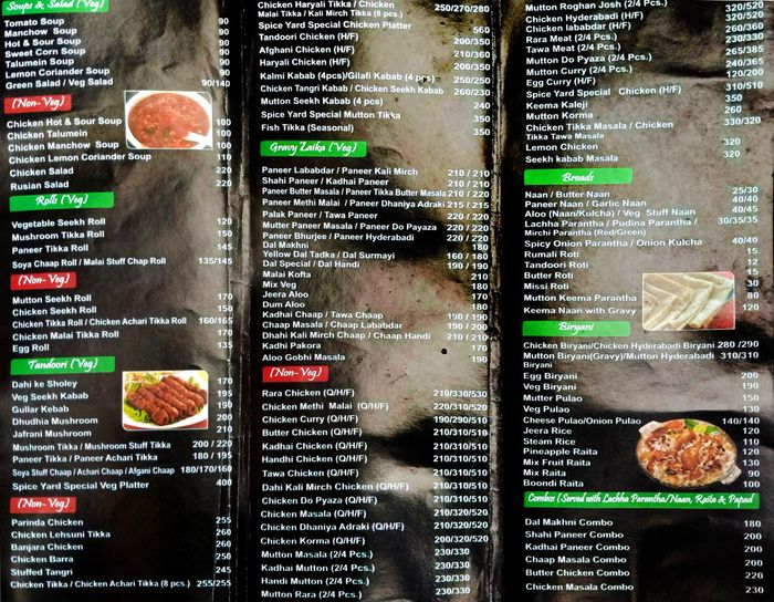 menu