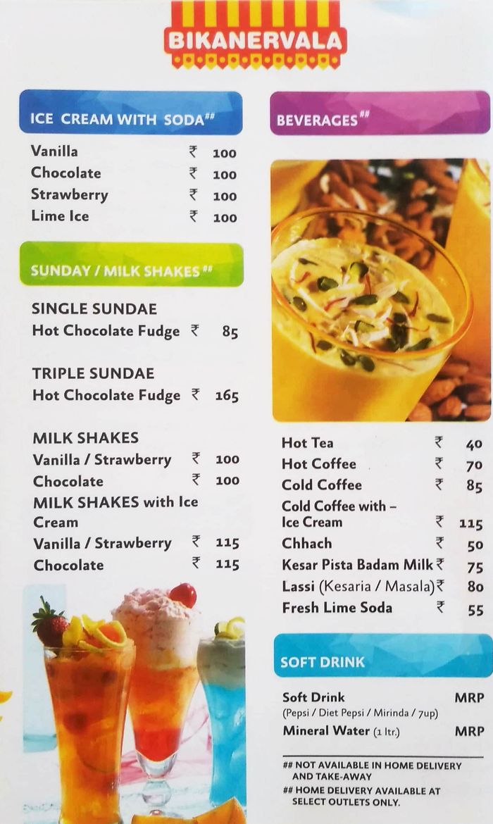 Bikanervala Menu and Price List for Janakpuri, New Delhi