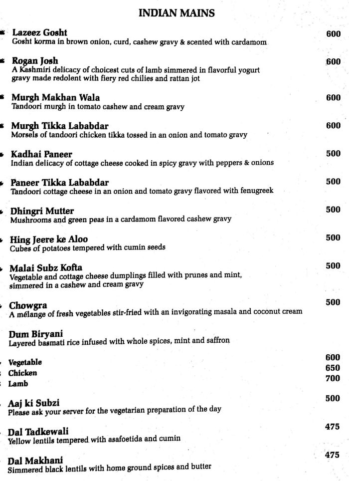 menu