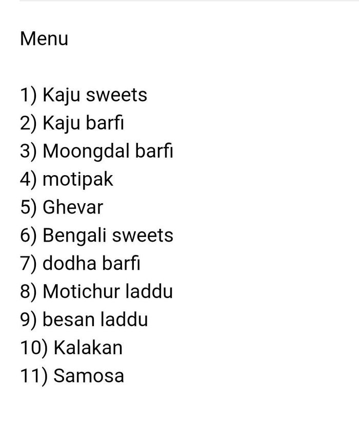 menu