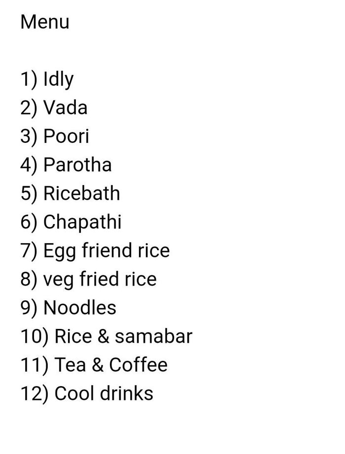 menu