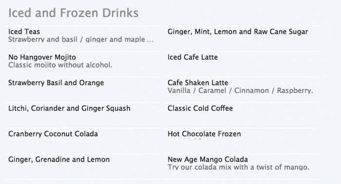 menu