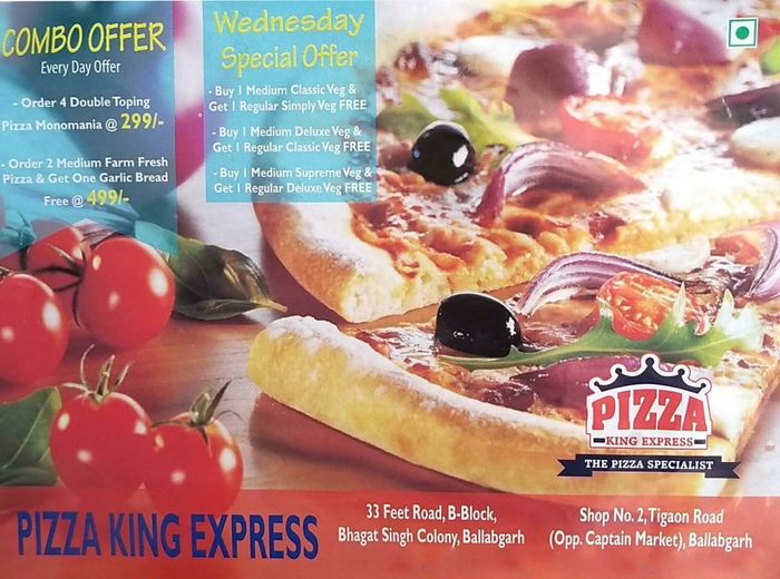 Pizza King Express Menu and Price List for Ballabhgarh, Faridabad |  