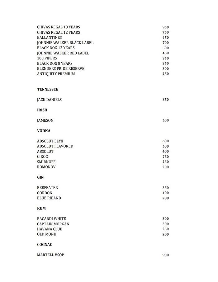 menu