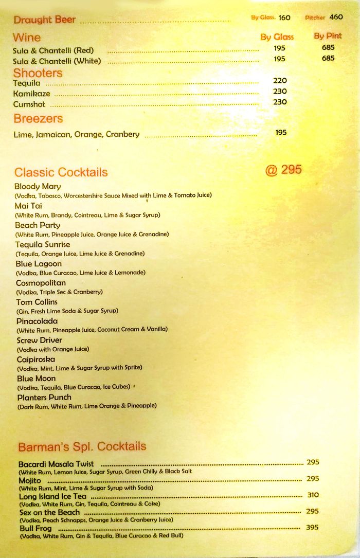 Bottles Menu and Price List for Andheri West, Mumbai