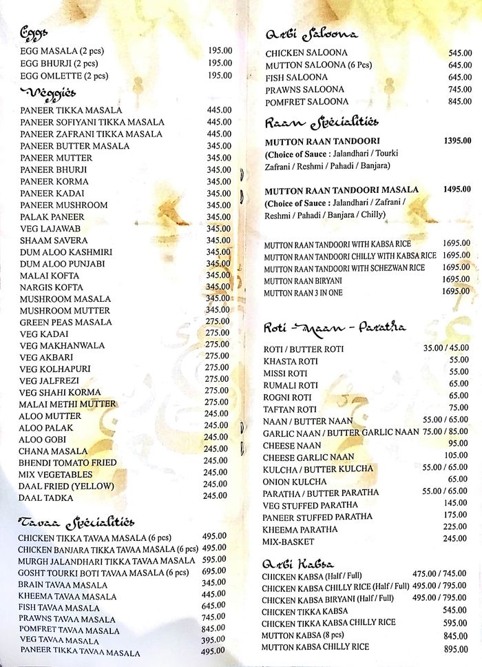 menu