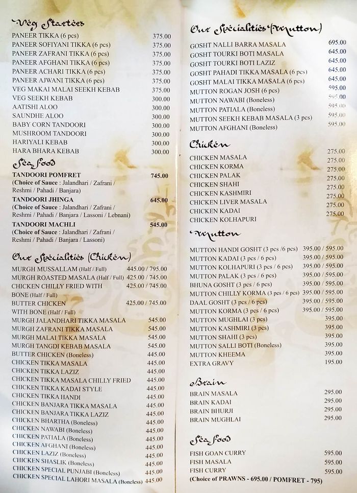 menu