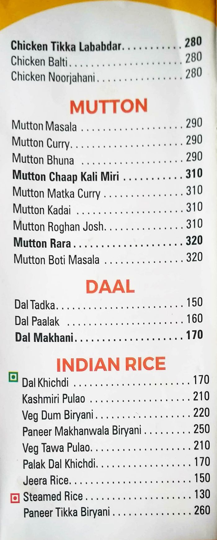 menu