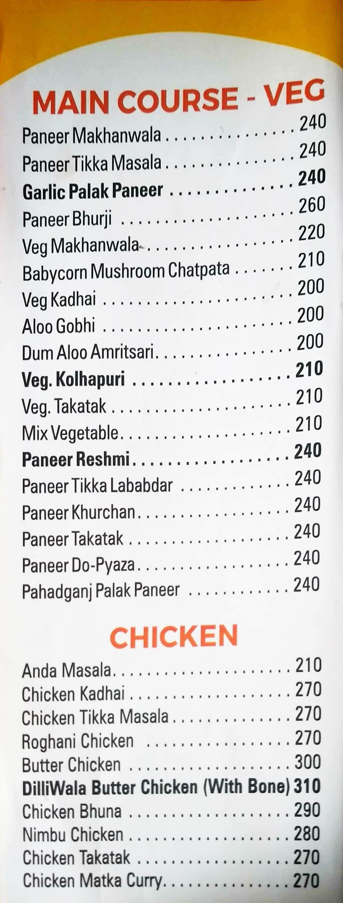 menu