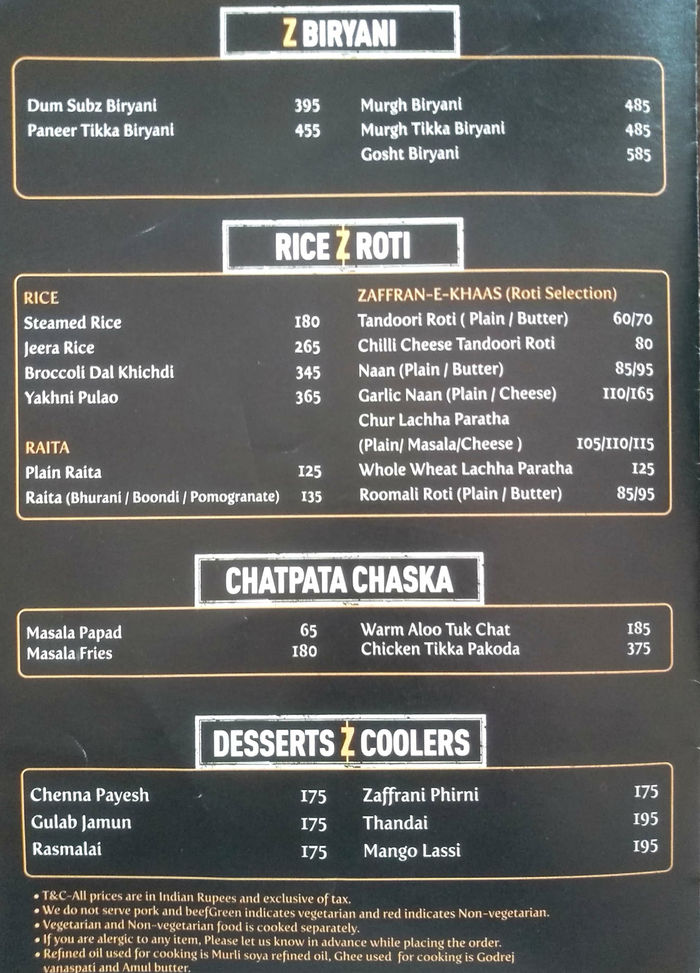 menu
