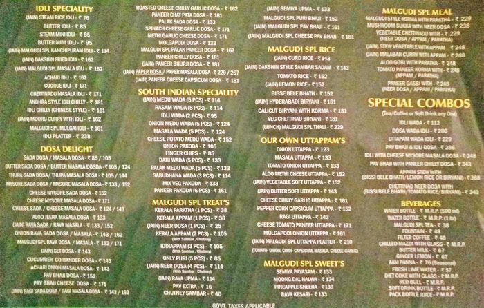 menu