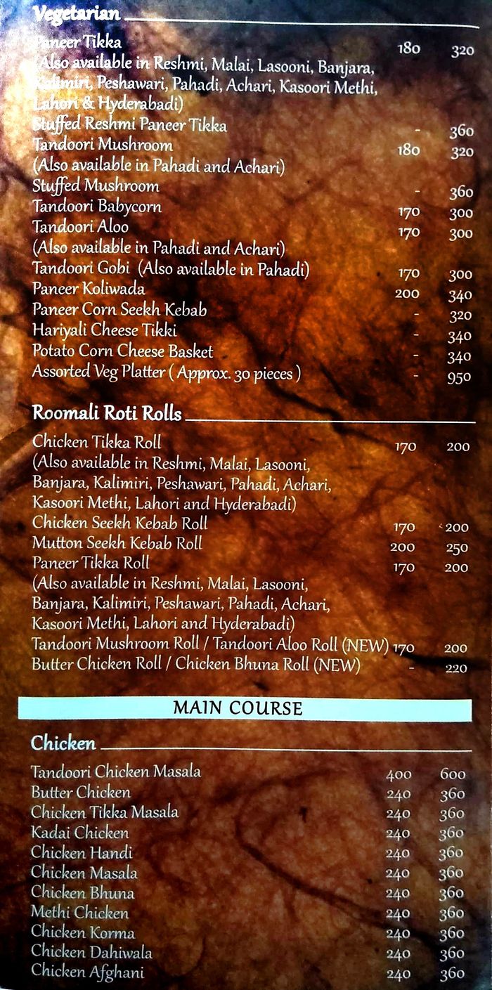 menu