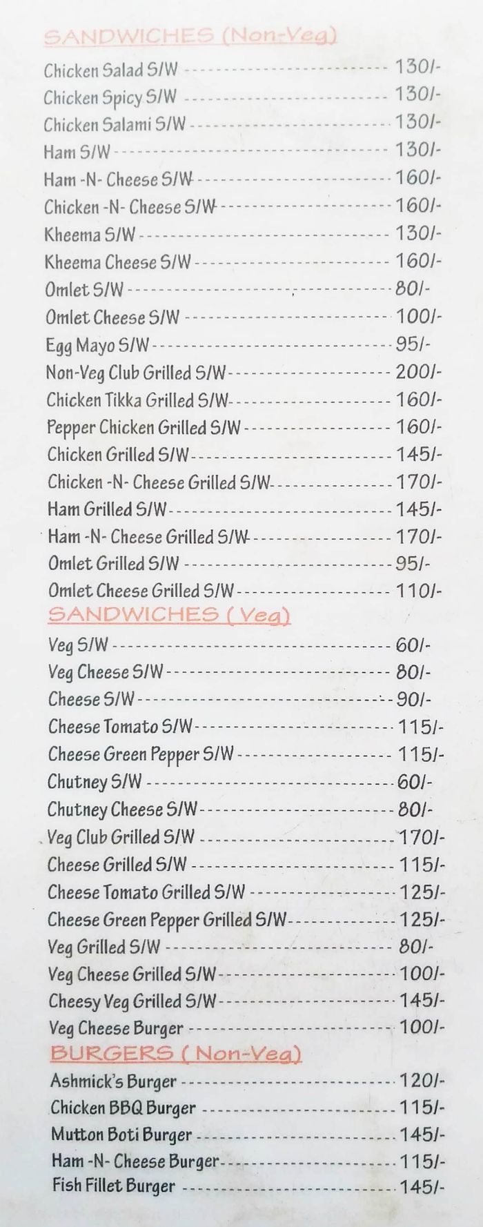 menu