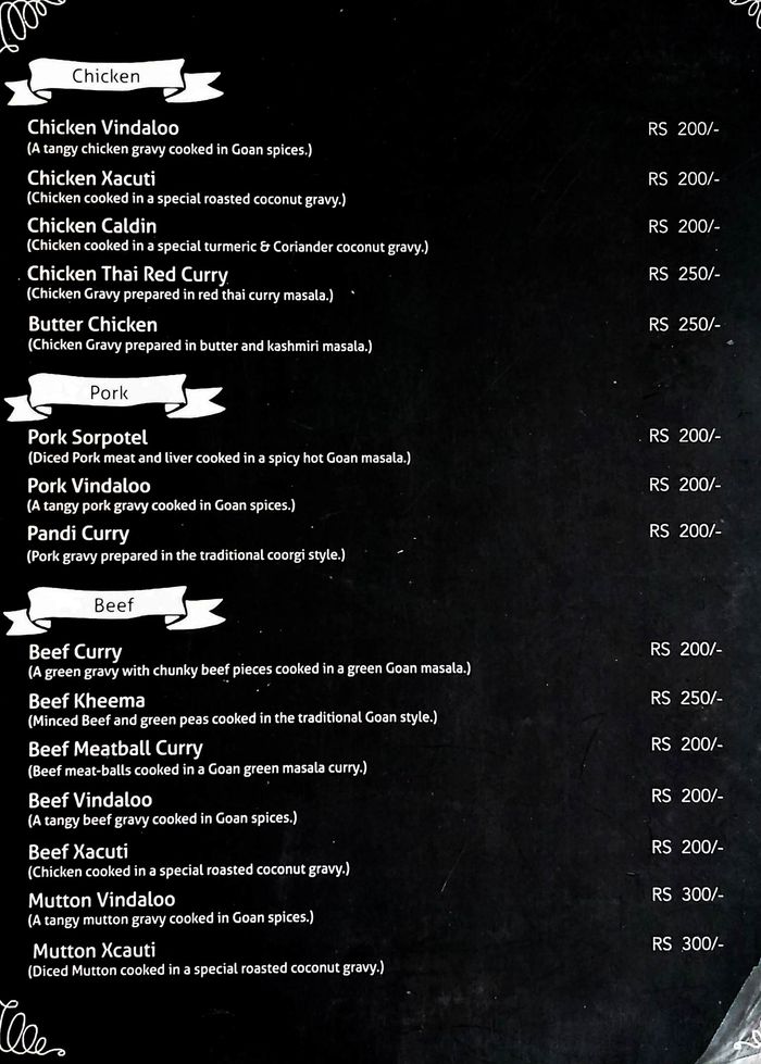 Maria's Goan Kitchen Menu and Price List for Koramangala, Bengaluru